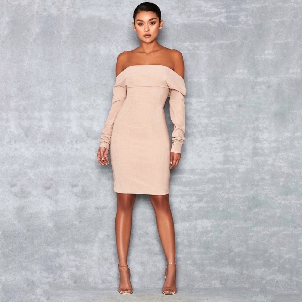 Mistress Rocks Amatory Off the Shoulder Dress in Nude Size XS